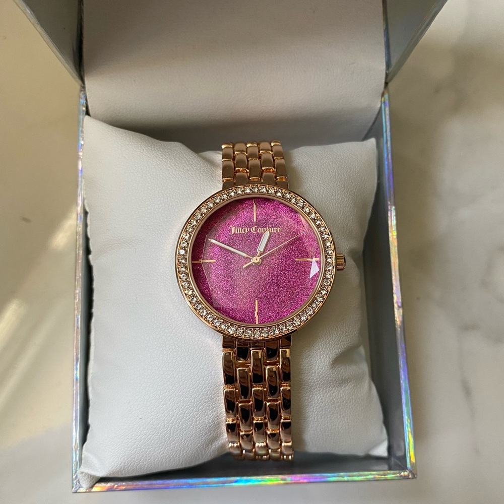 NWT Juicy Couture Black Label hot pink watch